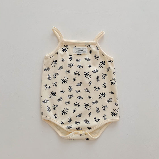ins Korean Style Baby Baby Sling Printed Plaid Jayshirt Newborn Summer Thin Vest Triangle Climbing Suit