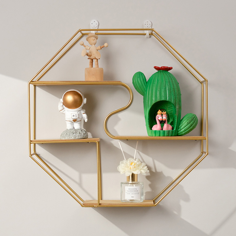 Nordic ins Restaurant Wall Wall Decoration Pendant Wall Decoration Living Room Wall Wrought Iron Storage Rack Wall Hanging Creative Rack
