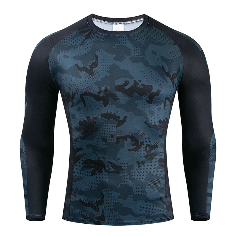 Foreign Trade Leggings Men's Long-sleeved Elastic Breathable Base Clothes Basketball Running Sports Fitness Clothes Men's Long-sleeved T-shirt