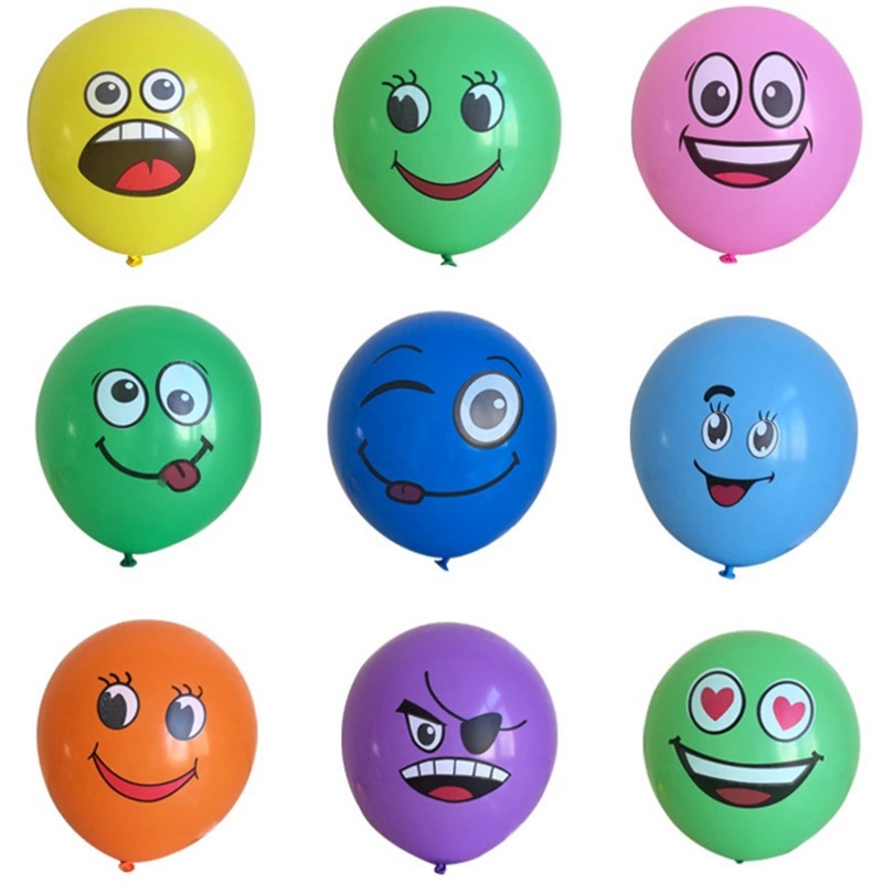 Yellow expression balloon thickened round expression bag balloon ground push 12 inch latex balloon children's toy manufacturers wholesale