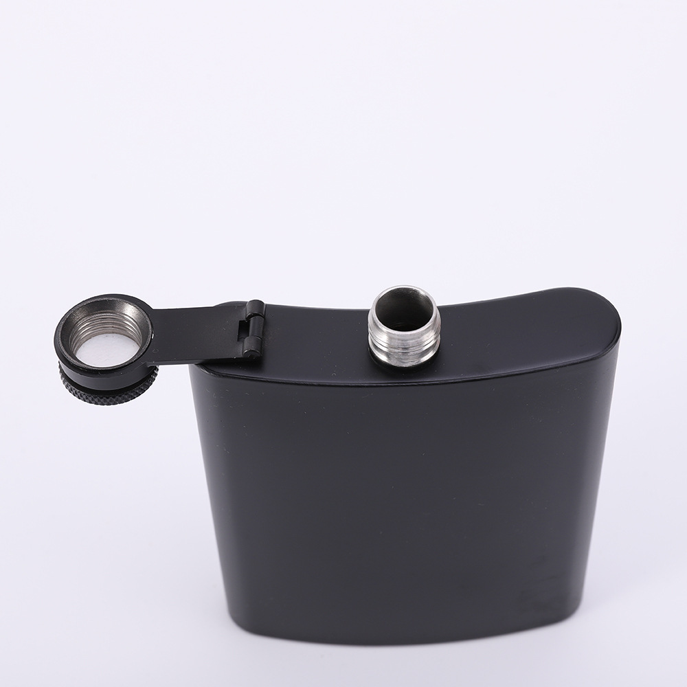Portable camping white wine bottle all black paint 6-8 oz portable outdoor stainless steel wine pot manufacturer in stock