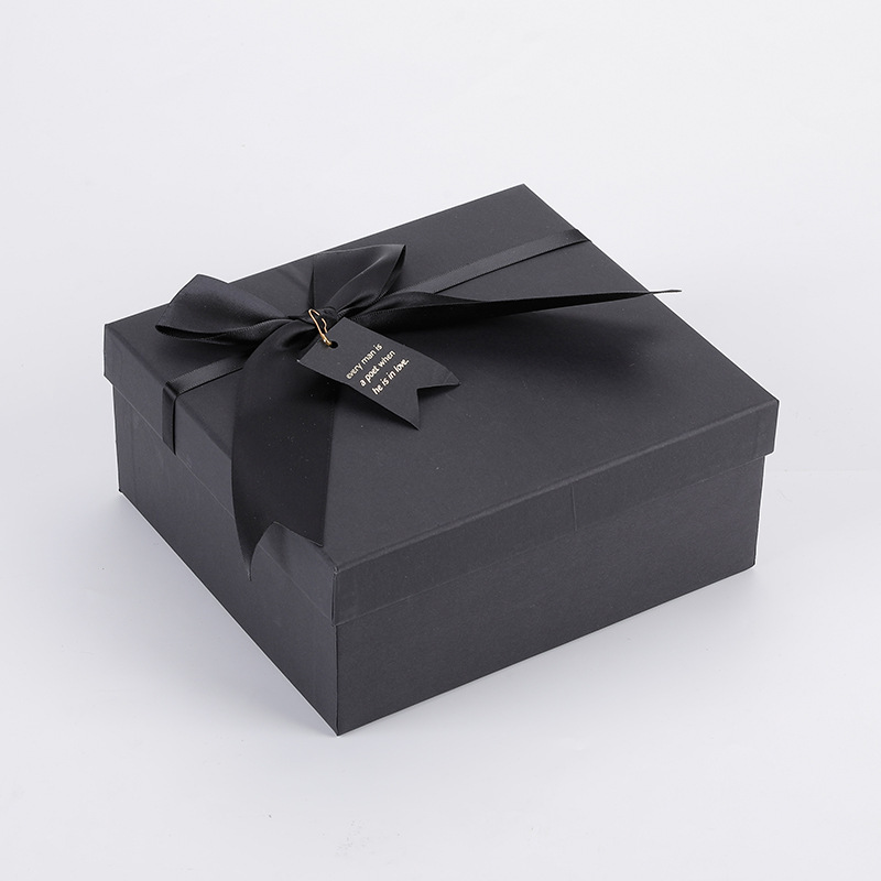 黒蝶結びギフトボックス誕生日プレゼントボックスバレンタインデー口紅アクセサリー化粧品黒カード包装ボックス|undefined