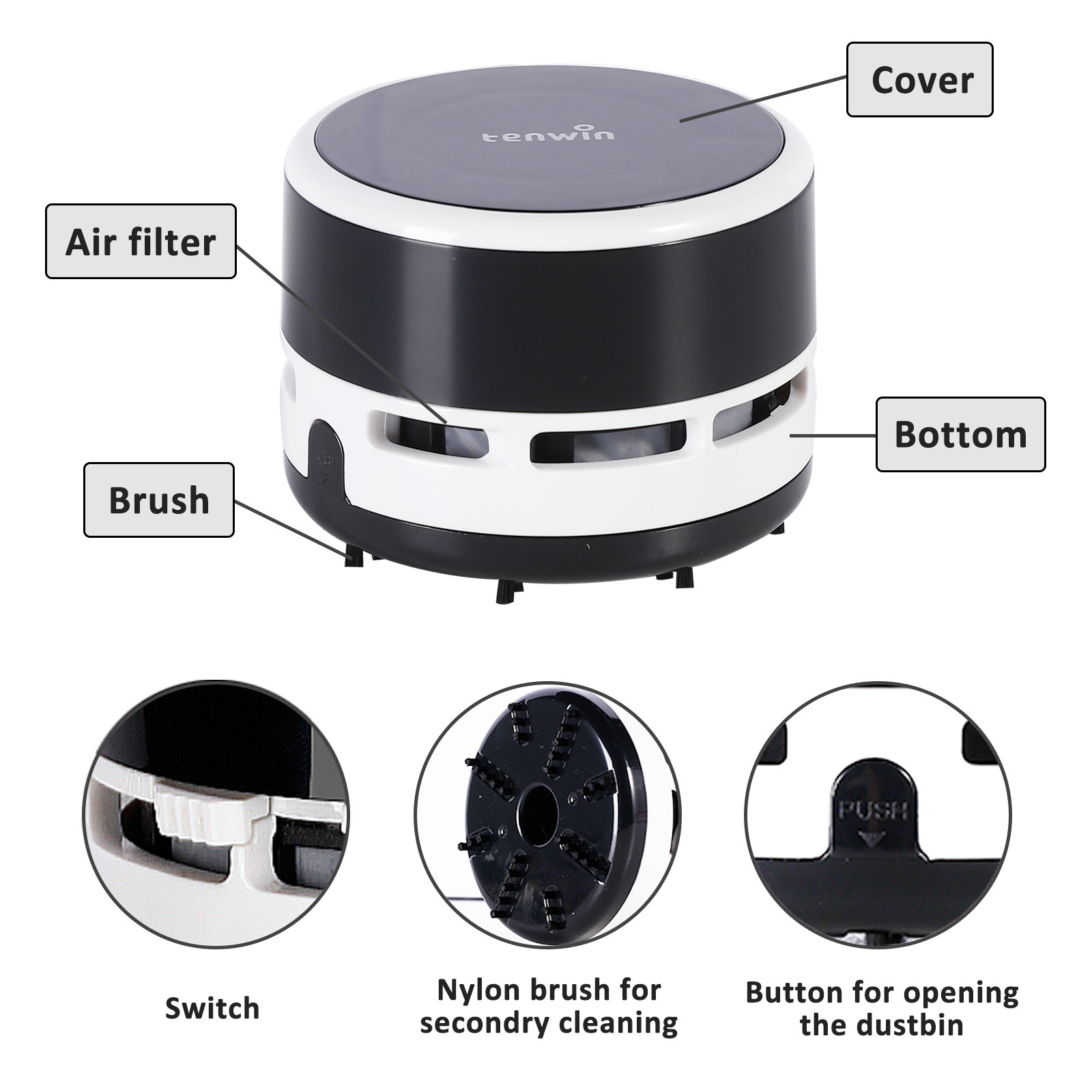 Amazon English version mini vacuum cleaner creative Home Office car vacuum cleaner desktop dust removal TW8050
