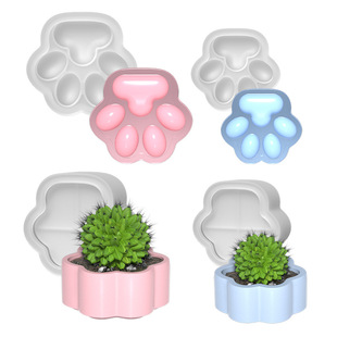 diy crystal glue dripping mold with lid cat claw glue dripping storage box mold fleshy cement flowerpot silicone mold