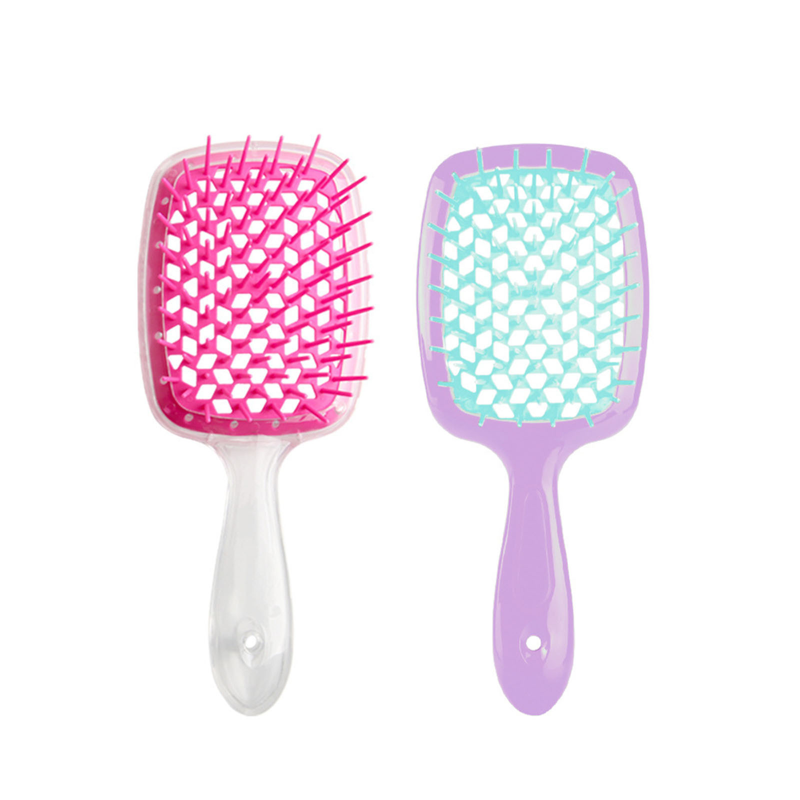 Hairdressing fluffy square hollow comb cross-border hot sale grid comb color stitching massage comb fluffy shape hair comb