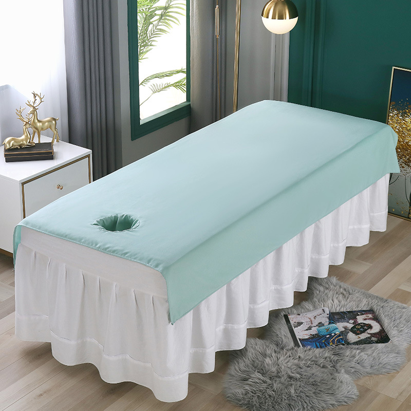 Beauty salon sheets with holes printed logo beauty physiotherapy SPA sheets washable and easy to dry massage sheets thickened wholesale