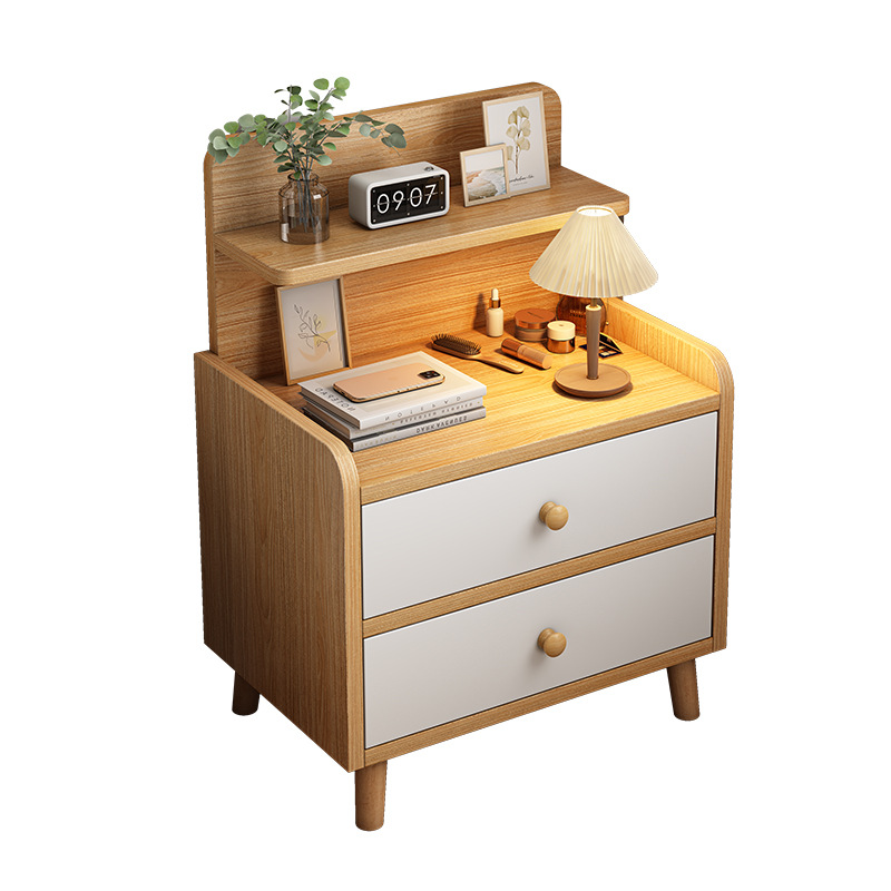 Bedside Table Simple Modern Solid Wood Leg Storage Cabinet Small Simple Bedroom Home 2024 New Bedside Storage Rack