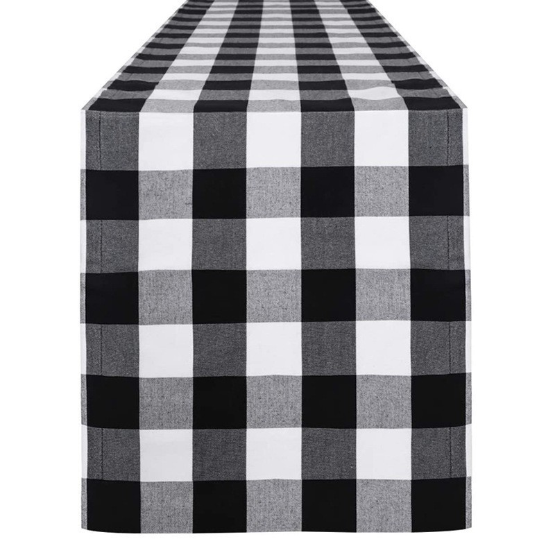 Amazon red black and white plaid table runner decoration Christmas Festival Home linen table mat Nordic napkin wholesale
