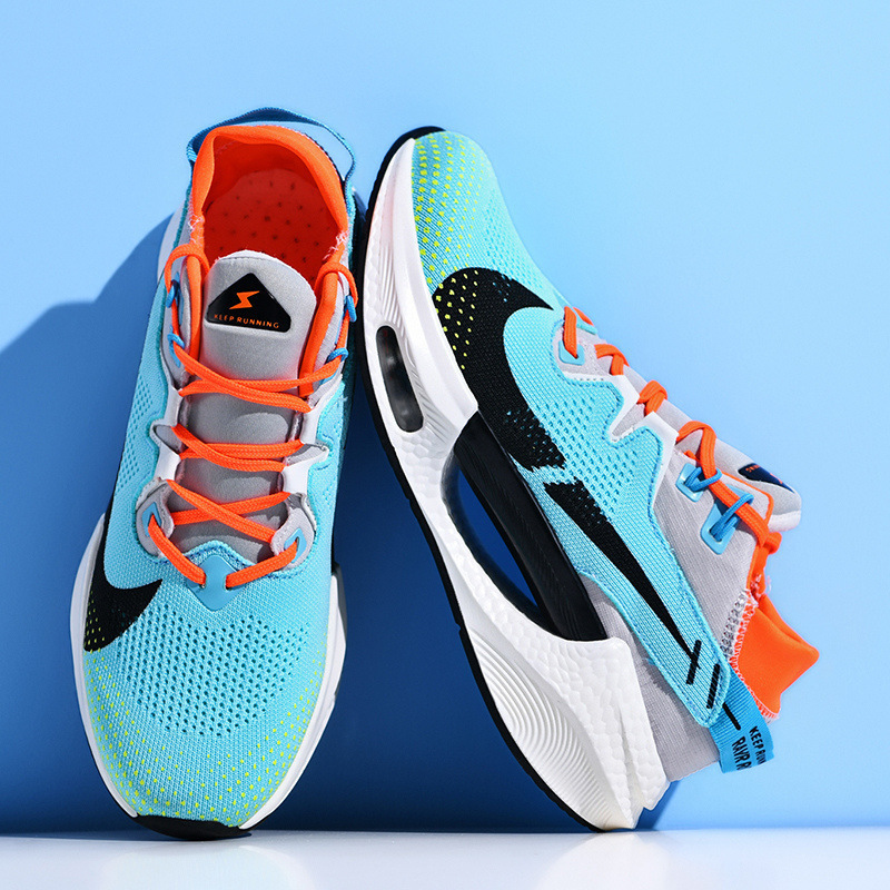 2023 Technology Hollow Popcorn Elevated Casual Korean Style Trendy Couple Sports Running Large Size Air Cushion Flying Woven Men's Shoes