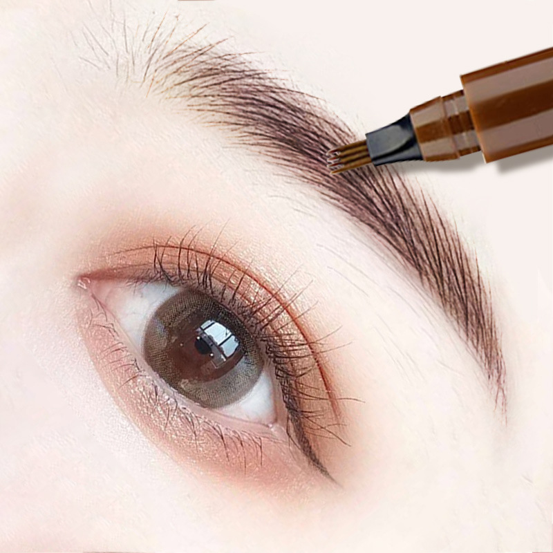 Four-fork eyebrow pencil with distinct root and Wild Eyebrow Pencil is not easy to decolorization and lasting female genuine simulation four-fork liquid thrush