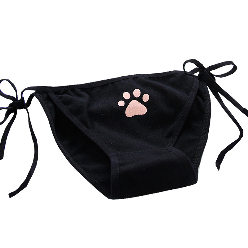 Japanese cute claw lace-up underwear women's cotton lace-up low waist girl's two-dimensional underwear girl