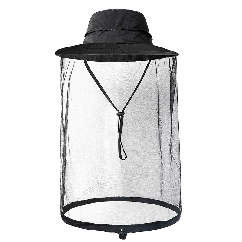 Outdoor sunscreen cap large brim sun visor mesh mask protective fishing cap fisherman hat mosquito-proof hat wholesale