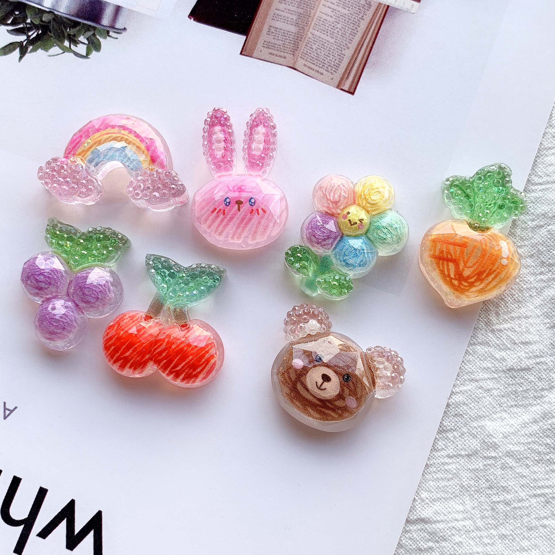 Glitter sequins sunflower cut surface hand-painted rainbow AB glue accessories diy cream glue phone case hair clip material