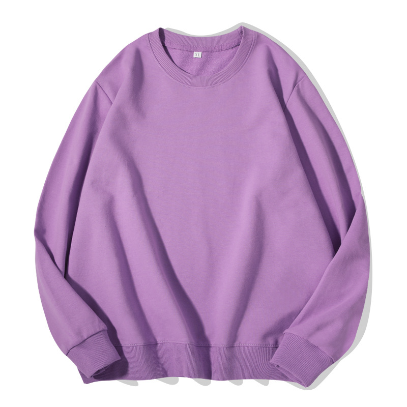 Spring and Autumn solid color round neck Terry sweater men's and women's printed logo work clothes class uniform long sleeve pullover sweater wholesale
