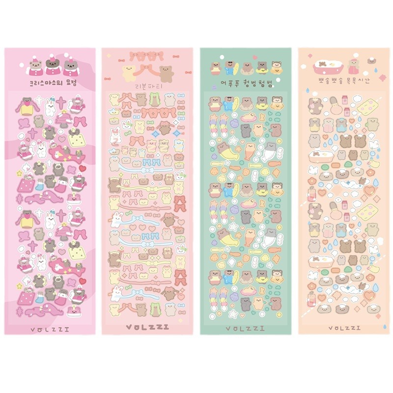 South Korea ins same cute bear stickers love stickers shiny bear stickers DIY material decorative goo card stickers