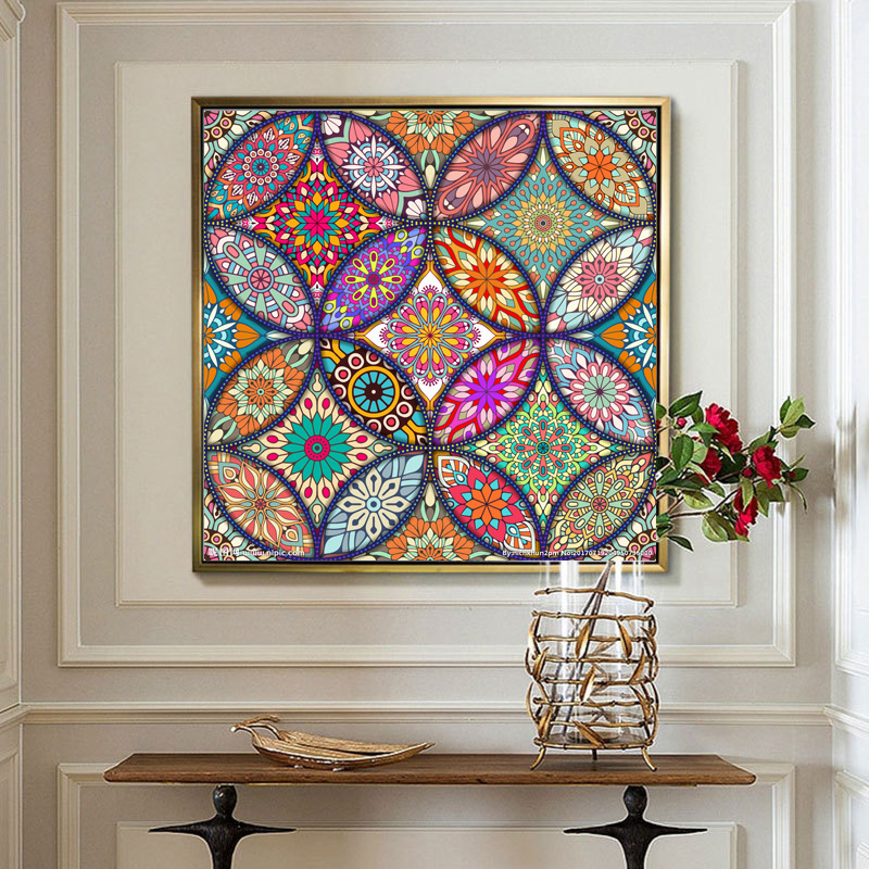 Diamond Painting Full Diamond Living Room Study Cross-stitch Point Sticking Diamond Abstract Mandala Pattern Diamond Embroidery Brick Painting Small