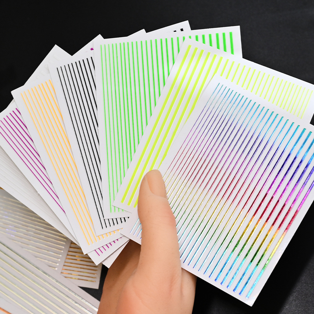 Cross-border New Colorful Line Nail Art Sticker Adhesive Self-adhesive Strip Nail Patch Vertical Stripe Nail Art Decorations