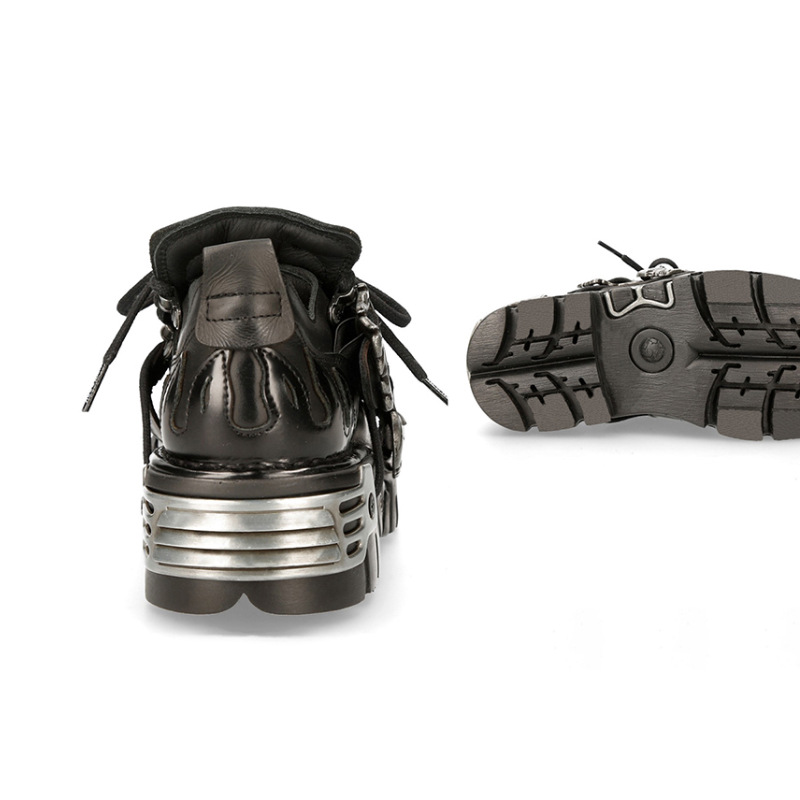Men's and women's retro rock shoes 2022 new dark punk leather shoes metal niche low-top platform shoes