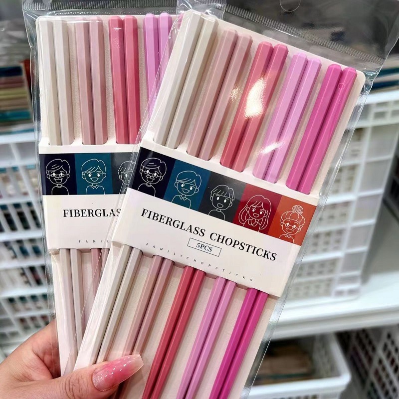 Hexagonal Chopsticks Macaron Chopsticks Internet Celebrity ins Morandi Chopsticks High Beauty Value Girl Powder High Temperature Resistant Alloy