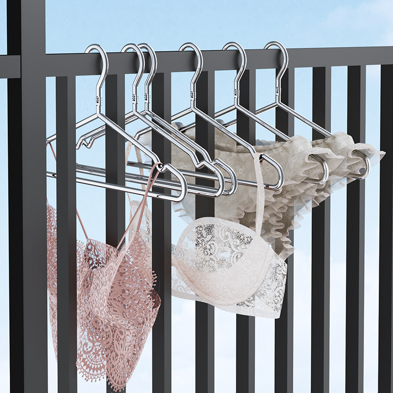 Bold stainless steel solid hanger non-slip drying rack children's hanger hook clothes hanger windproof