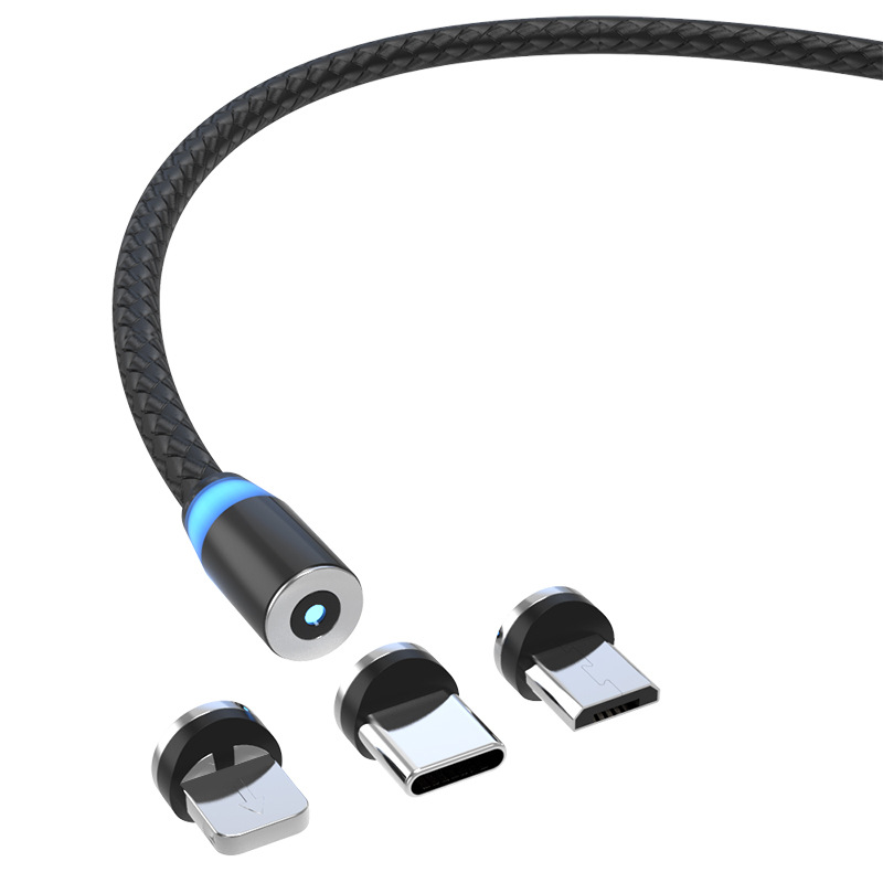 360-degree magnetic suction data line three-in-one charging line strong magnetic fast charging line suitable for type-c Android Apple