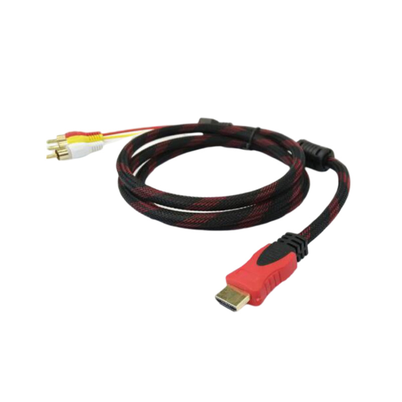 Gold-plated HDMI TO 3RCA red, white and yellow color difference cable with network HDMI TO AV TV set-top box Cable