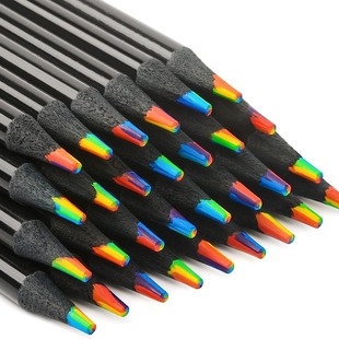 Little Red Book same style ins gradient seven-color rainbow pencil multi-color black wood color lead mixed color student colorful painting brush