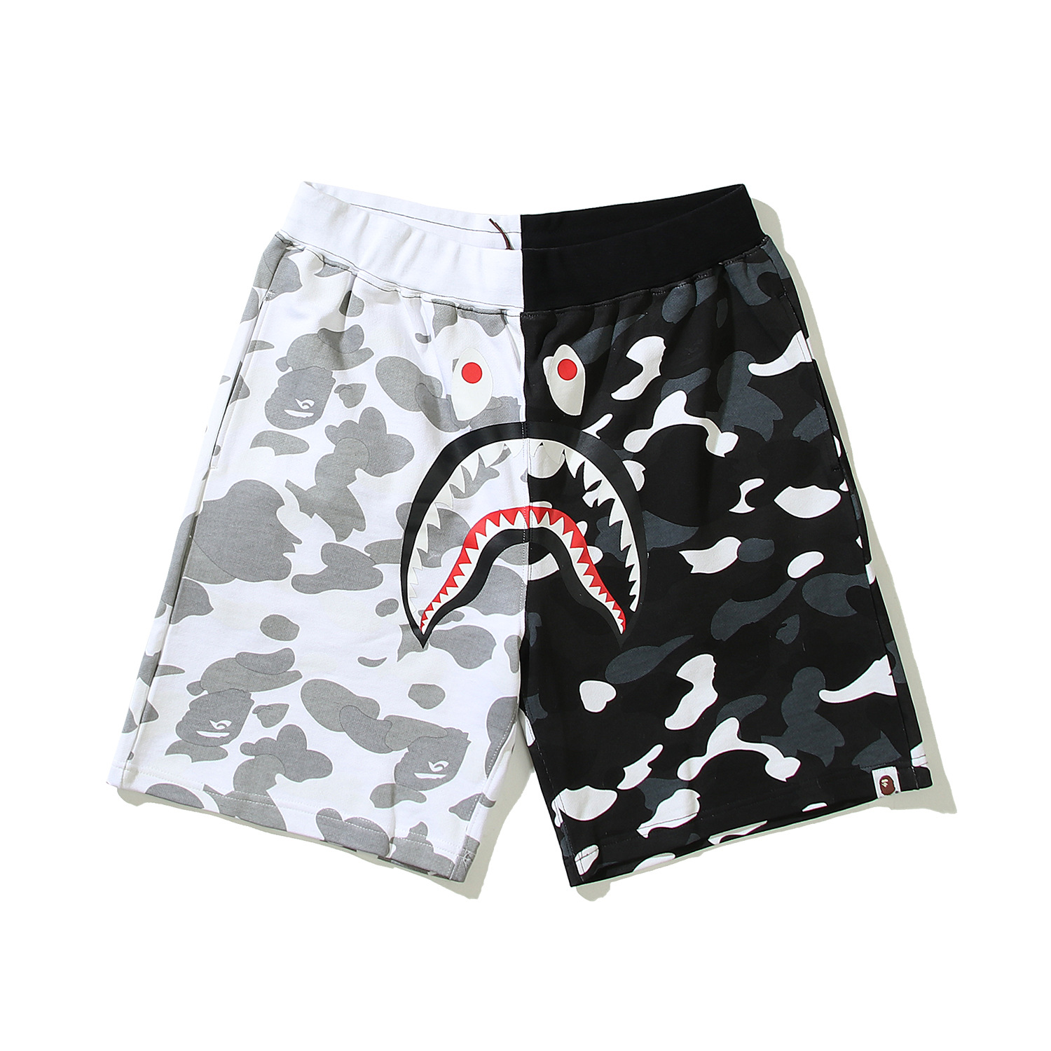 Cross-border in stock and fast delivery Shark Camouflage Youth Casual Shorts Medium Pants Men and Women Pure Cotton Luminous Beach Pants Sweatpants