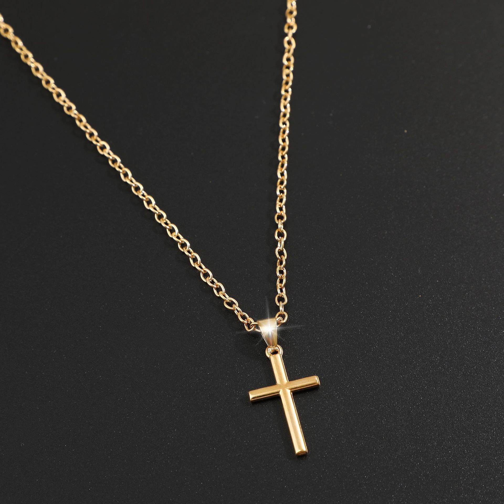 Collier de perles à vendre à chaud, créatif, doux, cool, vent sombre, pendentif croix, chaîne de clavicule_voghion.com