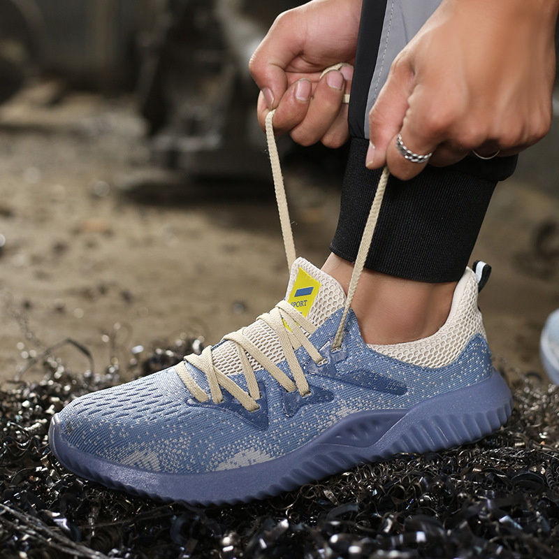 Cross-border Safety Shoes Steel Toe Anti-smashing Anti-piercing Flying Woven Comfortable Lightweight Fashion Safety Protection Work Shoes
