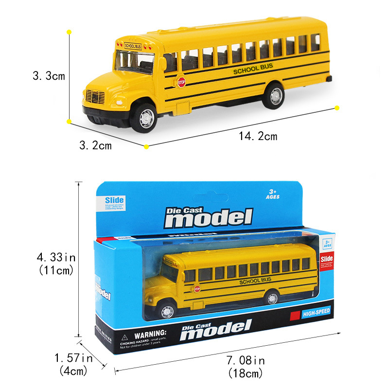 Cross-border educational toys birthday gift long nose bread alloy bus pull back scooter American school bus model