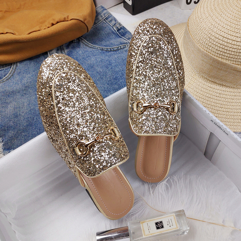 Europe and the United States foreign trade Baotou half drag cool shoes women's flat bottom lazy outside wear Muller shoes size 41-44 cross-border distribution