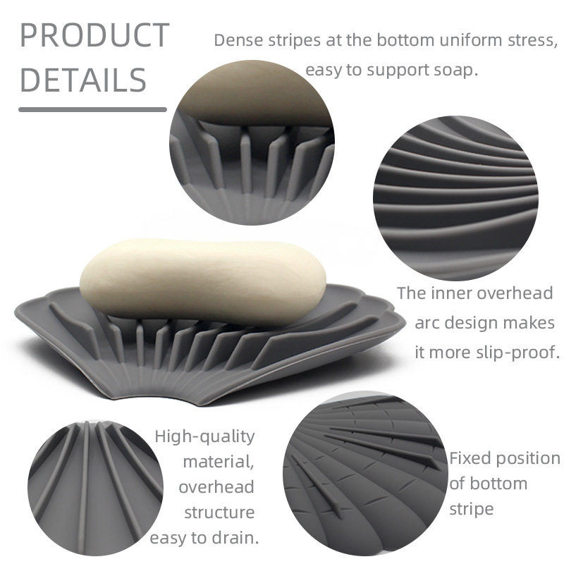 Silicone Soap Box Draining Punch-free Soap Rack Water-free Guide Shell Non-slip Soap Holder Household Soap Box