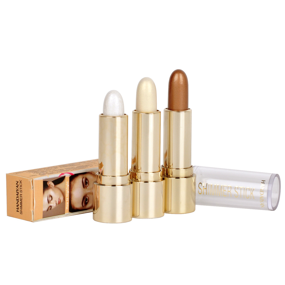 Han Daiyan handaiyan cross-border explosions high-gloss stick contour trim shadow three-dimensional Pearl fine flash eye shadow stick