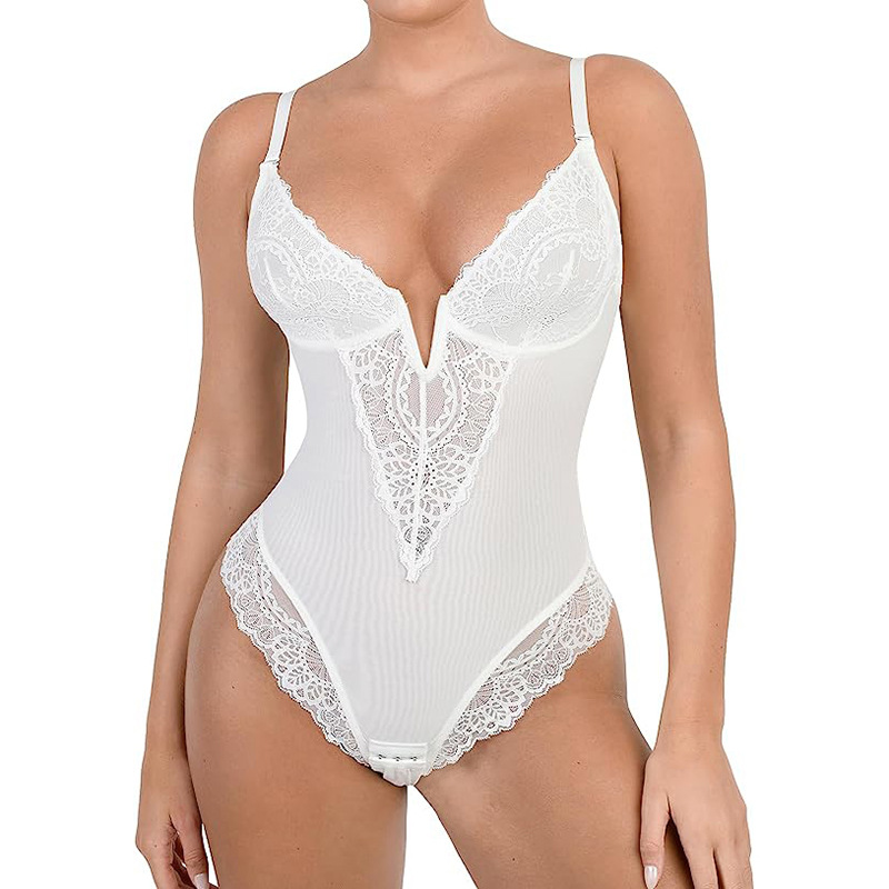 European and American Lace Hollow-out Jumpsuit Sexy Body-shaping Underwear Women's Belly-lifting Hip-lifting Body-shaping Oversized Underwear