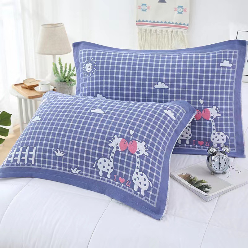 Three-layer gauze pure cotton pillow towel household cotton adult student increase thick pillow cover towel welfare products wholesale