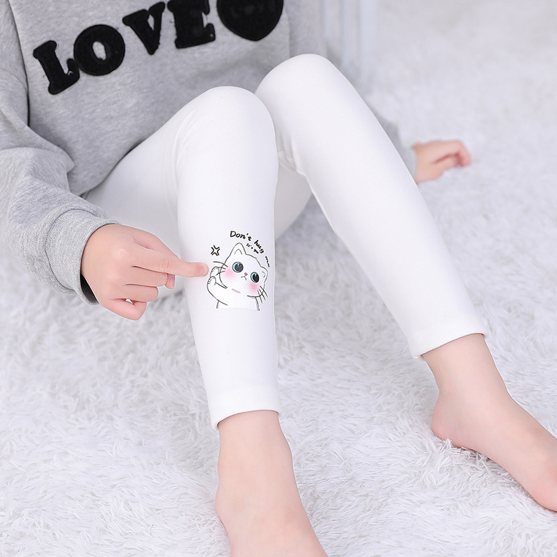 2024 spring girls' cartoon leggings small and medium Children Baby slim stretch pants girl princess thread leggings