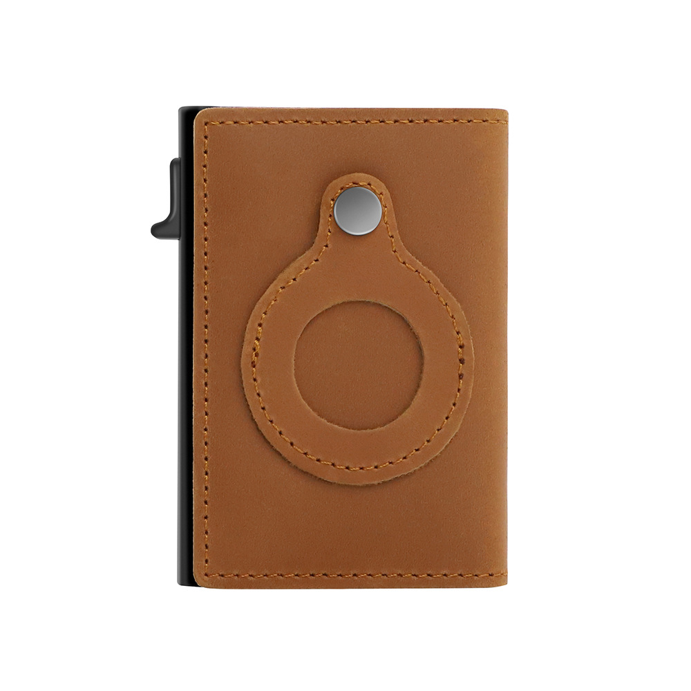 Amazon airtag card case anti-theft brush card case multi-functional business men's leather wallet positioning tracker
