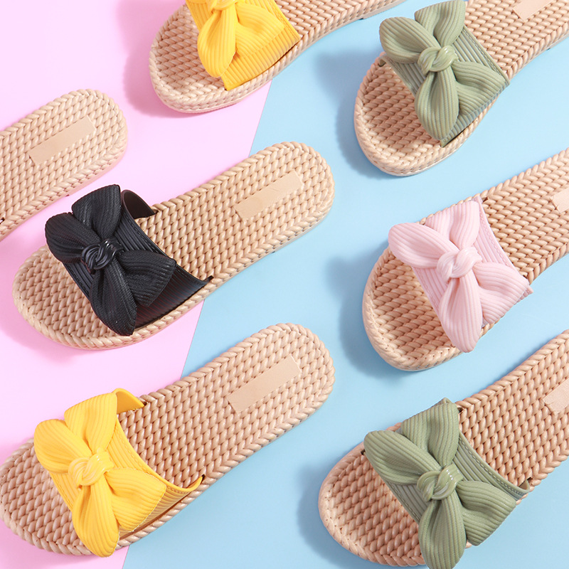 Summer New Arrival Bow Slippers Women's Outwear Korean Style Beach Shoes Sandals Women's Home Internet Celebrity ins Slippers