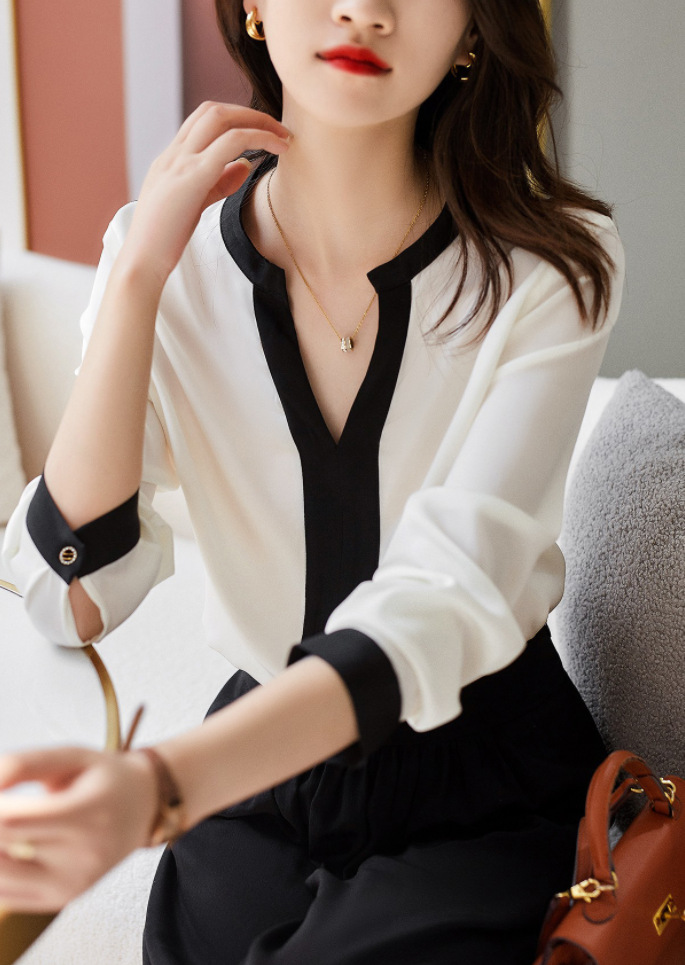 Bring Your Own Color Value and Comfort Refreshing and Comfortable Pearl-like Shine-like Shine-like Silk-like Shirt Women's Autumn European Goods