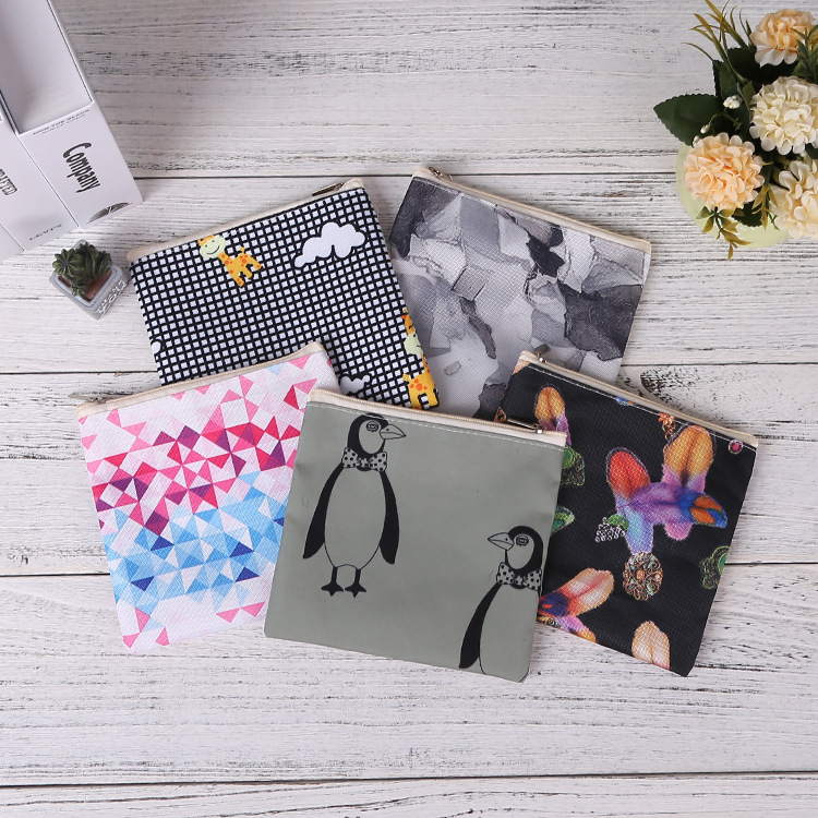 Canvas pencil case wholesale creative logo portable zipper cotton bag manufacturers printed Korean blank advertising storage bag