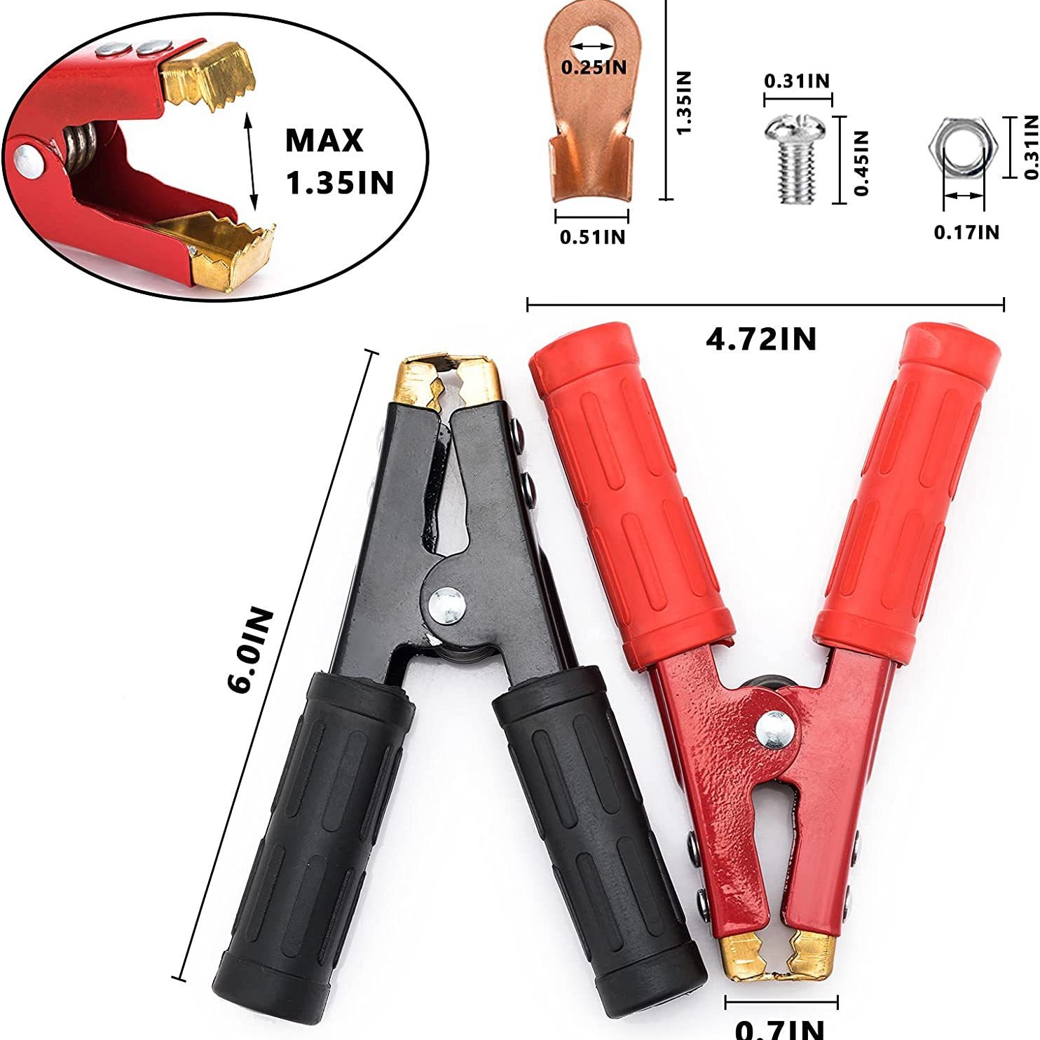 Car pure copper crocodile clip wiring black red spray paint clip 1000A battery clip heavy jumper cable lifting clip