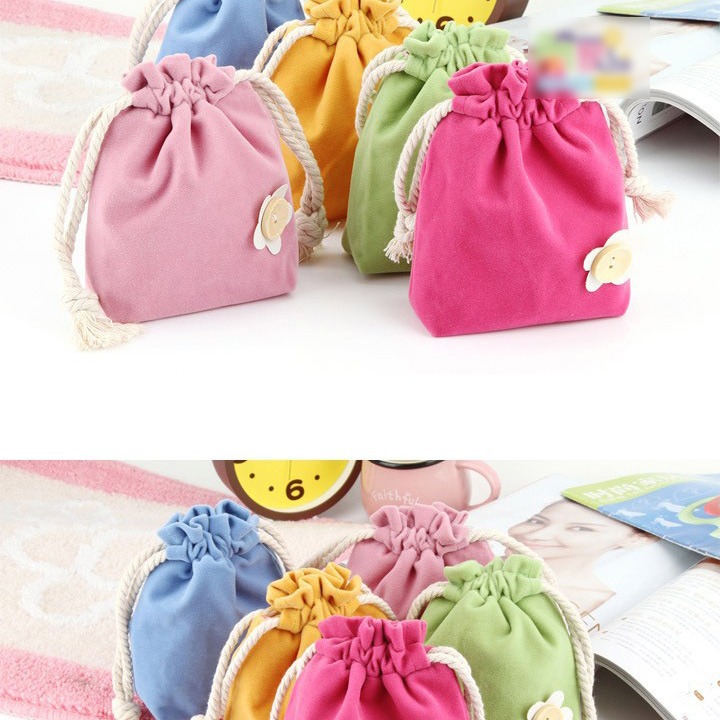 Cute small flower pull-out drawstring bag creative fresh candy color sanitary cotton bag storage bag cup cover 40g