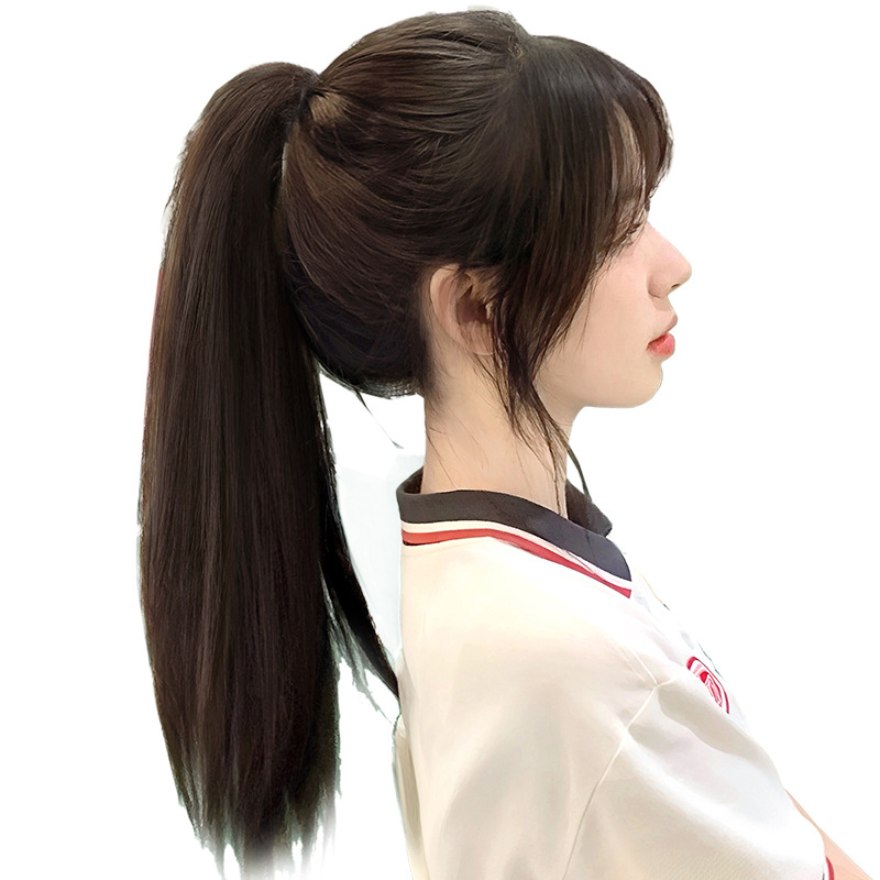 Wig Women's Straight Hair Ponytail Artificial Hair High Grip Clip Style Curled Long Hair Low Braid Fake Hair Grip Fake Ponytail