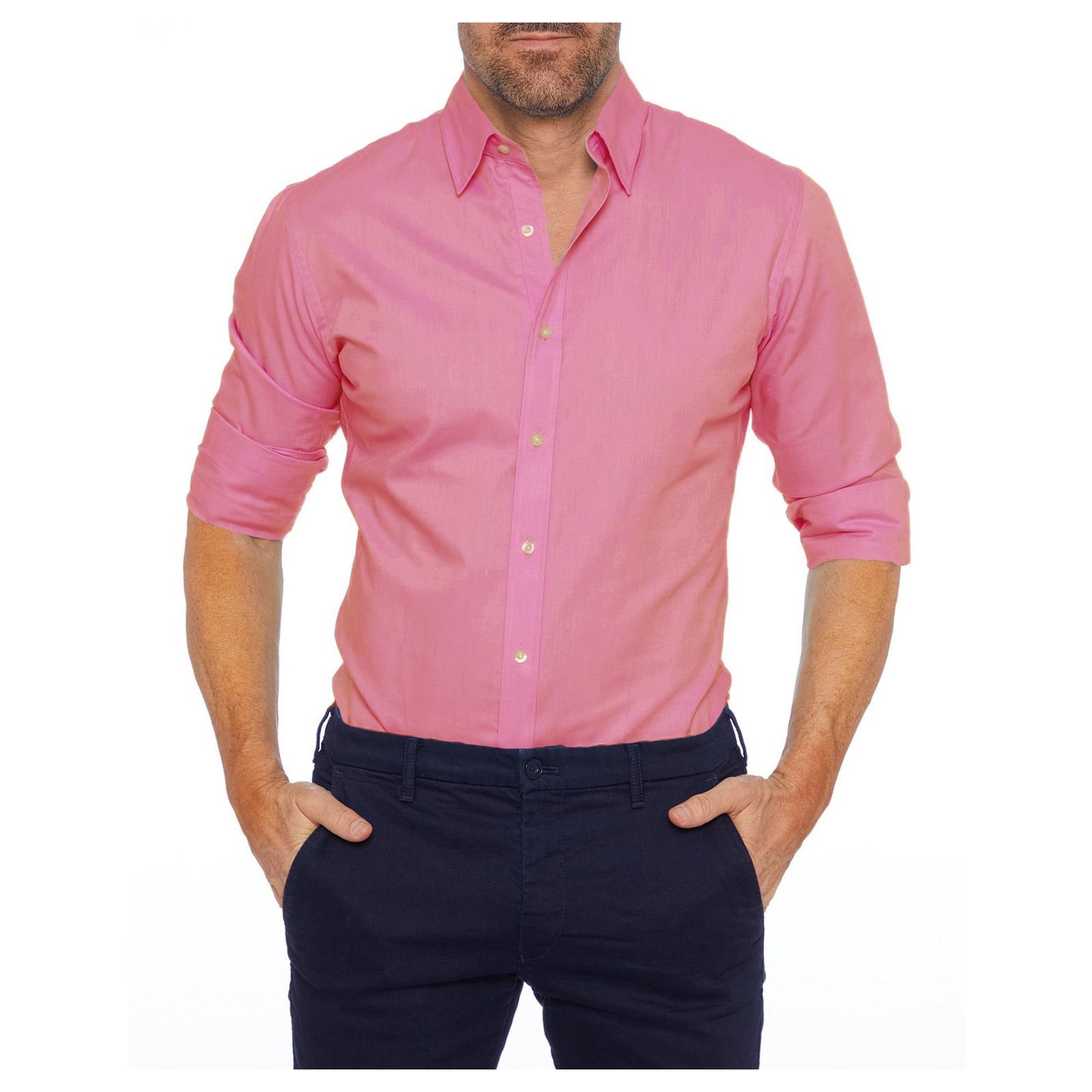 2023 Amazon ebay hot sale summer lapel solid color long sleeve button men's zipper shirt in stock