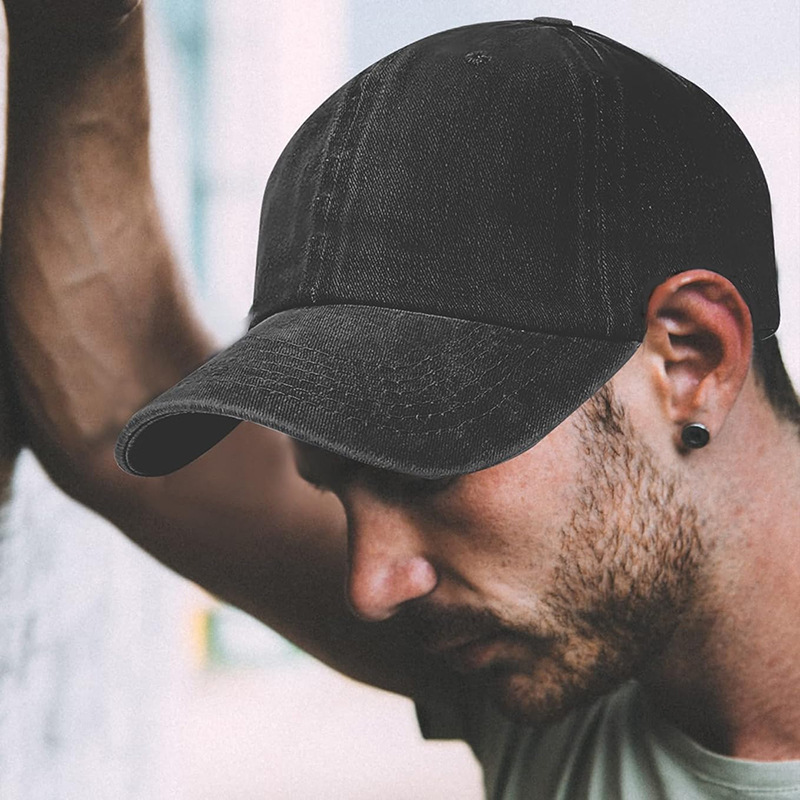 Pure color sports sun-proof washed cotton spring and autumn peaked cap men's Korean-style big head circumference lengthened brim Dome baseball cap Women