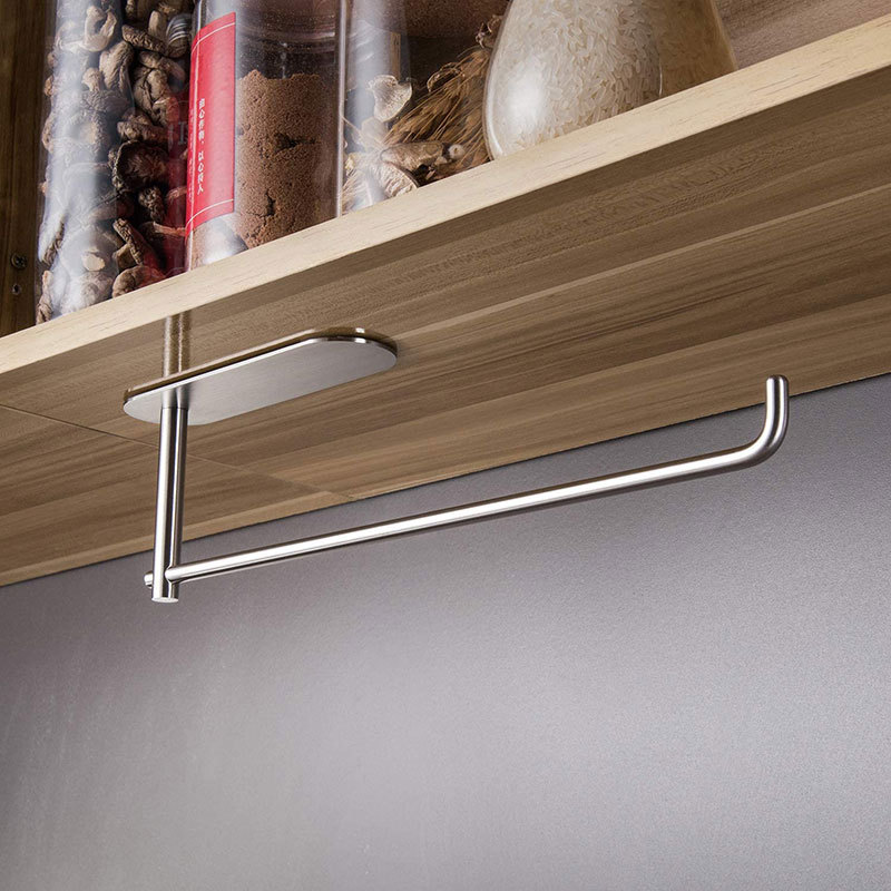 Cross-border punch-free 304 stainless steel kitchen tissue holder cabinet kitchen supplies bathroom wall-mounted roll paper holder