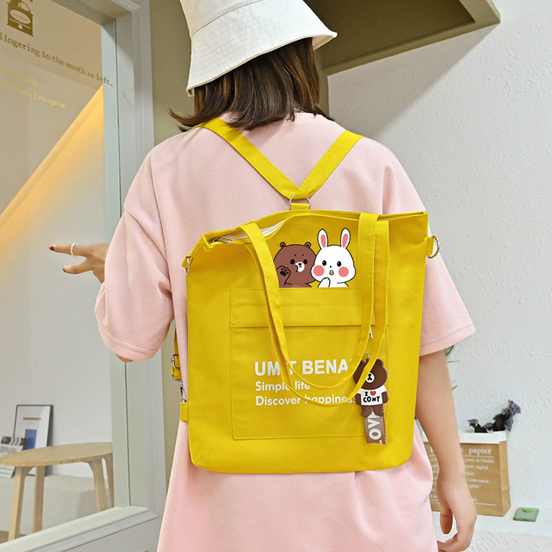 Factory wholesale canvas bag men's and women's large capacity tutorial bag student shoulder backpack junior Senior high school class bag diagonal