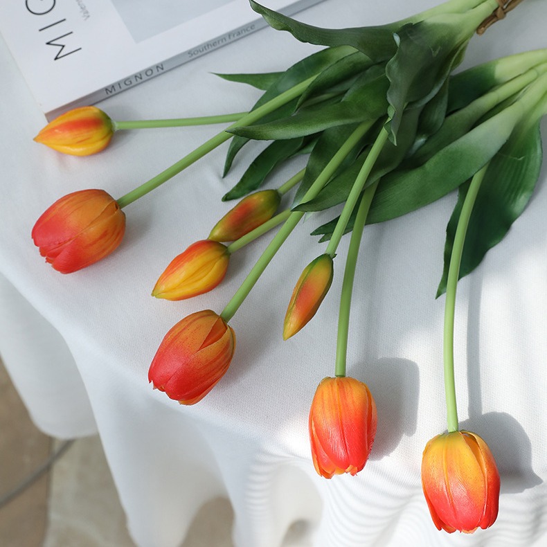 Simulation 5-head soft rubber feel Tulip fake bouquet cross-border Amazon artificial flower indoor home display floral