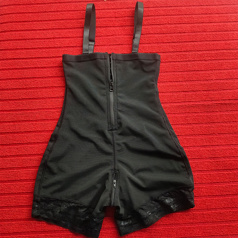 Cross-border European and American Belly Tinting Body-shaping Body-shaping Jumpsuit Strap Hip-lifting Pants Crotch Zipper Large Size Waist-closing Pan_voghion.com